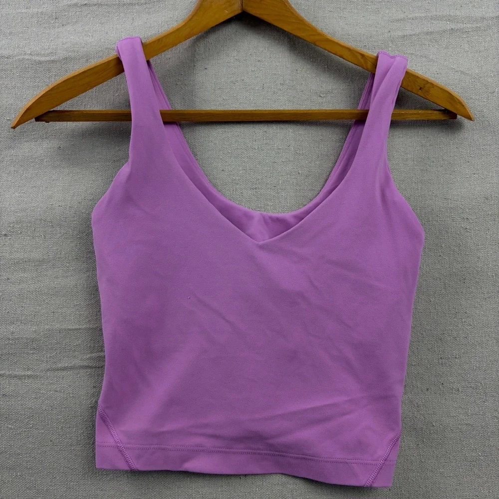 Lululemon Align Tank Top Womens Size 0 Purple Cropped‎ V-Neck Nulu Bra
